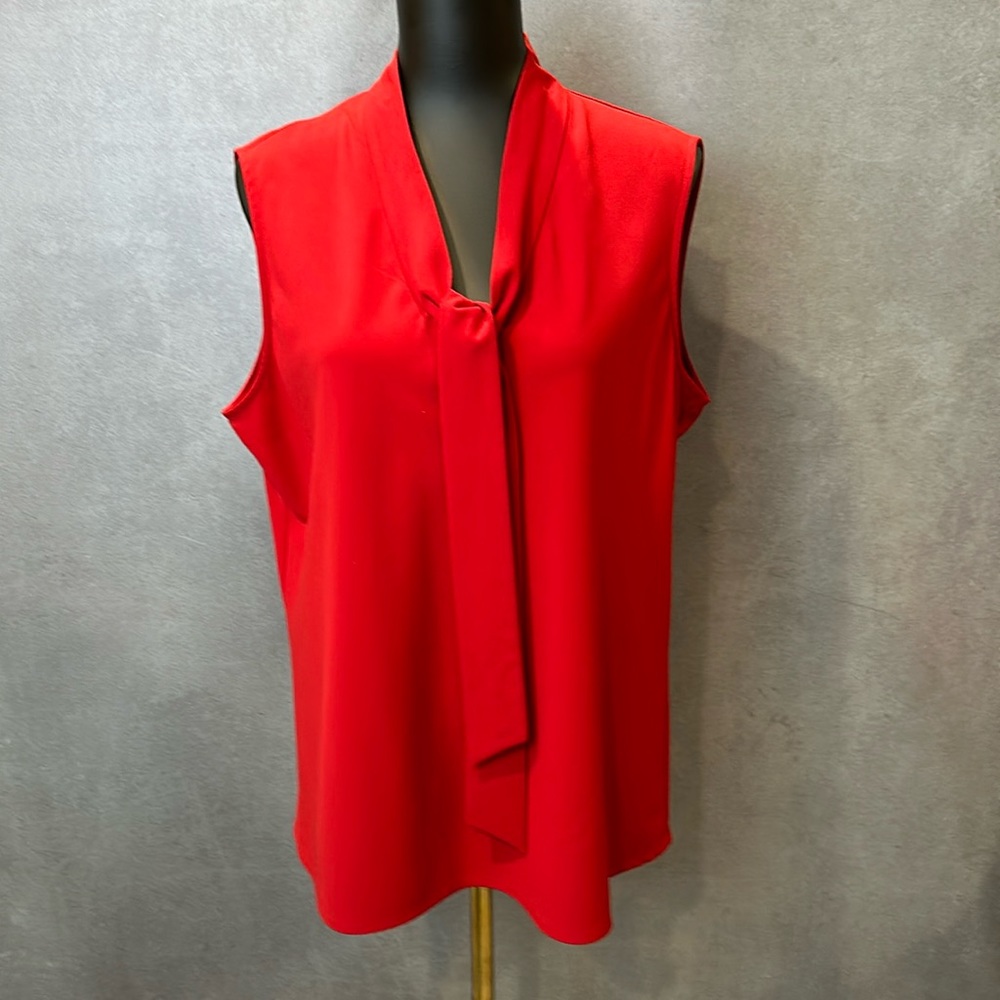 Kasper deep red sleeveless blouse, size XL
